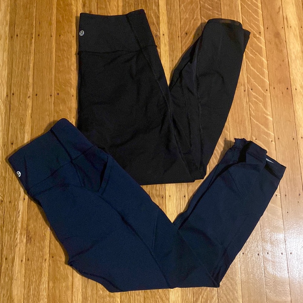 2 Pair Lululemon Size 8 leggings Navy and Black